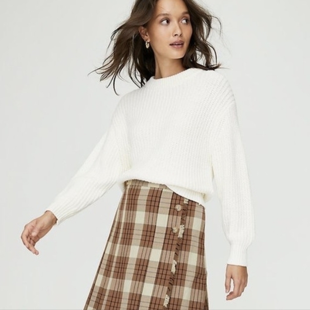 Aritzia Wilfred Salette Chunky Knit Chenille Sweater White